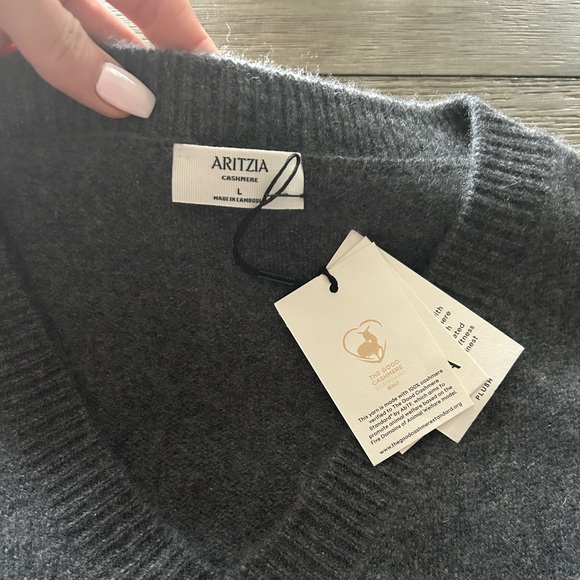 NWT Aritzia Essential Cashmere Relaxed V-neck Sweater, L - Picture 2 of 9